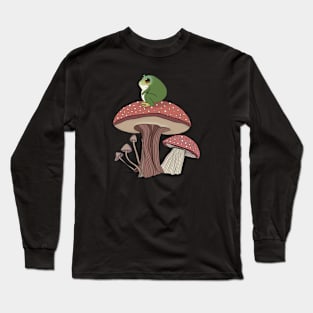 Chunky Frog Sitting on a Mushroom Long Sleeve T-Shirt